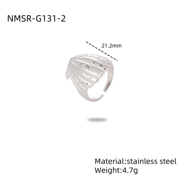 Wholesale Metallic Stainless Steel Ring With Starfish Shell Design Electroplating For Women