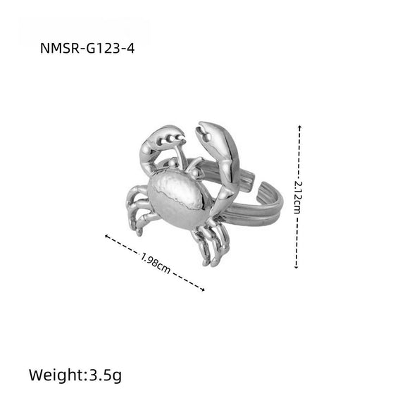 Wholesale Metallic Stainless Steel Ring With Starfish Shell Design Electroplating For Women