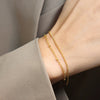 Wholesale Meticulous Double Layer Snake Bone Beaded Chain Exquisite Bracelet In Titanium Steel With 18K Gold Plated Electroplating For Personalized Style