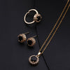 Wholesale Micro Inlay Color Zircon Gold Plated Copper Jewelry Set With Round Necklace Ring Earrings In Geometric Design