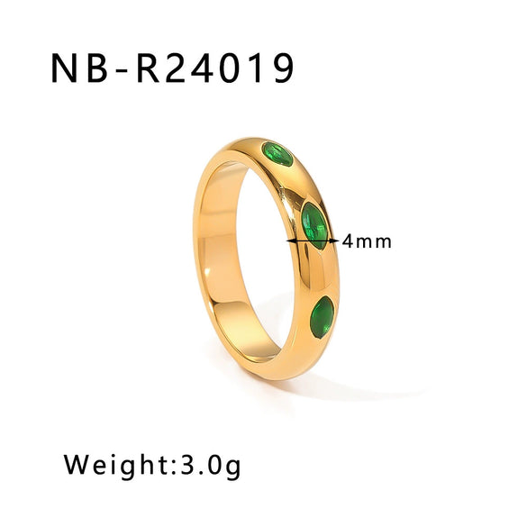 Wholesale Microencrusted Diamond Stainless Steel Doublelayer Pearl Simple Ring Set Geometric Shape Electroplated Hand Jewelry Unisex