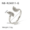 Wholesale Microencrusted Diamond Stainless Steel Doublelayer Pearl Simple Ring Set Geometric Shape Electroplated Hand Jewelry Unisex