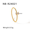 Wholesale Microencrusted Diamond Stainless Steel Doublelayer Pearl Simple Ring Set Geometric Shape Electroplated Hand Jewelry Unisex