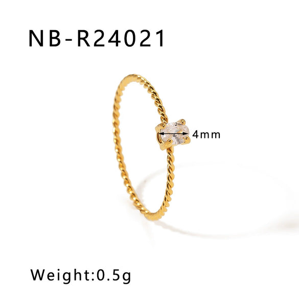 Wholesale Microencrusted Diamond Stainless Steel Doublelayer Pearl Simple Ring Set Geometric Shape Electroplated Hand Jewelry Unisex