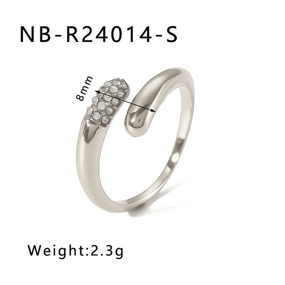 Wholesale Microencrusted Diamond Stainless Steel Doublelayer Pearl Simple Ring Set Geometric Shape Electroplated Hand Jewelry Unisex