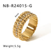 Wholesale Microencrusted Diamond Stainless Steel Doublelayer Pearl Simple Ring Set Geometric Shape Electroplated Hand Jewelry Unisex
