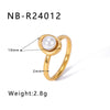 Wholesale Microencrusted Diamond Stainless Steel Doublelayer Pearl Simple Ring Set Geometric Shape Electroplated Hand Jewelry Unisex