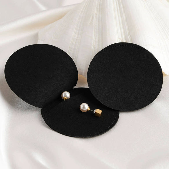 Wholesale Microfiber Envelope Jewelry Bag With Double Sided Velvet Round Shape Thermal Transfer Printing
