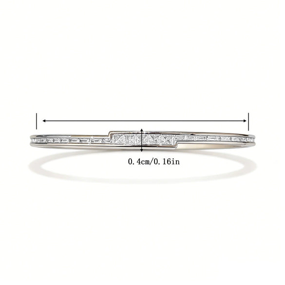 Wholesale Microinlaid Brass Square Zircon Interwoven Geometric Clasp Bracelet Light Luxury Style
