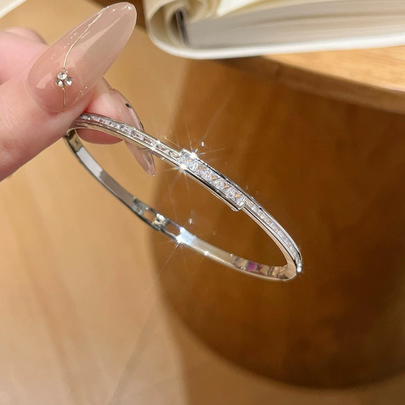 Wholesale Microinlaid Brass Square Zircon Interwoven Geometric Clasp Bracelet Light Luxury Style