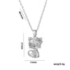 Wholesale Microinlaid Diamond Cute Kitten Necklace For Girls Titanium Steel Gold Inlaid Geometric Style