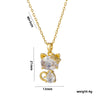 Wholesale Microinlaid Diamond Cute Kitten Necklace For Girls Titanium Steel Gold Inlaid Geometric Style