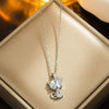 Wholesale Microinlaid Diamond Cute Kitten Necklace For Girls Titanium Steel Gold Inlaid Geometric Style