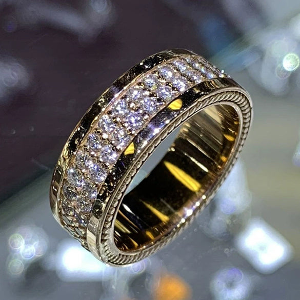 Wholesale Microinlaid Geometric Zircon Copper Ring For Men And Women