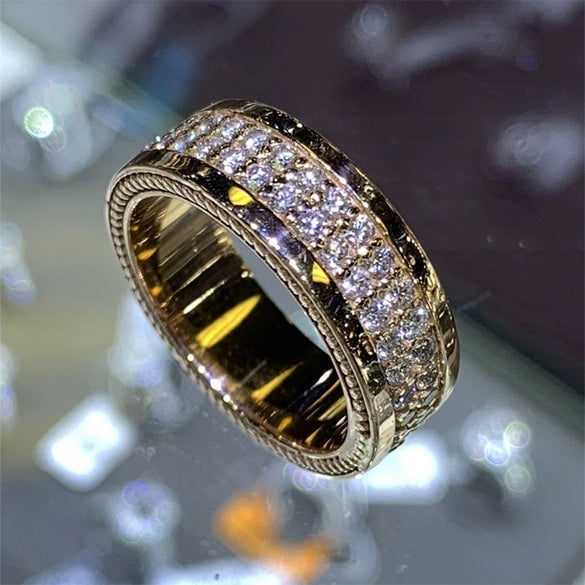 Wholesale Microinlaid Geometric Zircon Copper Ring For Men And Women