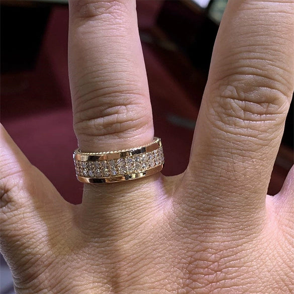 Wholesale Microinlaid Geometric Zircon Copper Ring For Men And Women