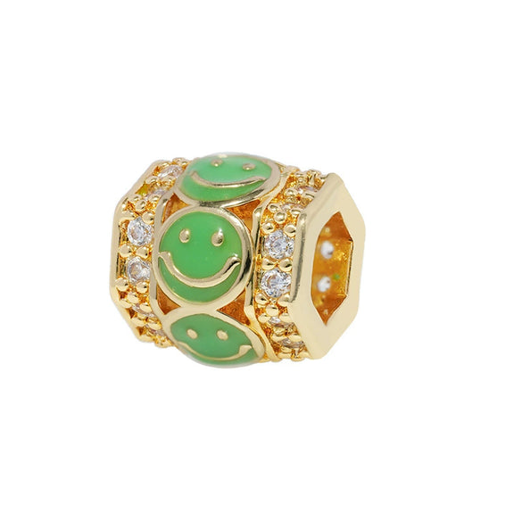 Wholesale Microinlaid Smiley Cylindrical Beads Bracelet Accessories Copper Electroplated