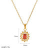 Wholesale Microinlaid Zircon And Ruby Necklace Stainless Steel And Titanium Steel With Geometric Style Electroplating For Women