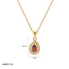 Wholesale Microinlaid Zircon And Ruby Necklace Stainless Steel And Titanium Steel With Geometric Style Electroplating For Women