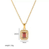Wholesale Microinlaid Zircon And Ruby Necklace Stainless Steel And Titanium Steel With Geometric Style Electroplating For Women