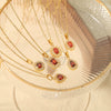 Wholesale Microinlaid Zircon And Ruby Necklace Stainless Steel And Titanium Steel With Geometric Style Electroplating For Women
