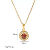 Wholesale Microinlaid Zircon And Ruby Necklace Stainless Steel And Titanium Steel With Geometric Style Electroplating For Women