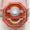 Wholesale Microinlaid Zircon Copper Ring Arc Ring Twopiece Set Light Luxury Geometric Style