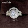 Wholesale Microinlaid Zircon Copper Ring Arc Ring Twopiece Set Light Luxury Geometric Style
