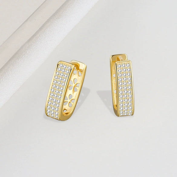 Wholesale Microinlaid Zircon Ushaped Ear Buckle 925 Silver Geometric Style Electroplated Jewelry For Women
