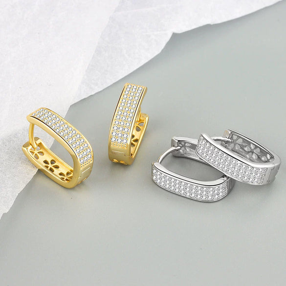 Wholesale Microinlaid Zircon Ushaped Ear Buckle 925 Silver Geometric Style Electroplated Jewelry For Women