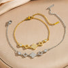 Wholesale Micropaved Zircon Geometric Fourleaf Clover Light Luxury Women's Gold Plated Copper Bracelet