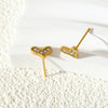 Wholesale Microstudded Diamond Heartshaped Stainless Steel Earrings 18K Vacuum Goldplated Geometric Style Polish