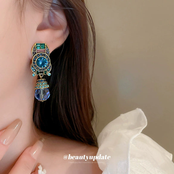 Wholesale Middle Ages Style Artificial Crystal Round Nonpierced Ear Clips With Diamonds For Women