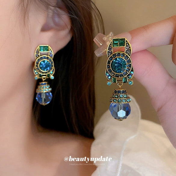 Wholesale Middle Ages Style Artificial Crystal Round Nonpierced Ear Clips With Diamonds For Women
