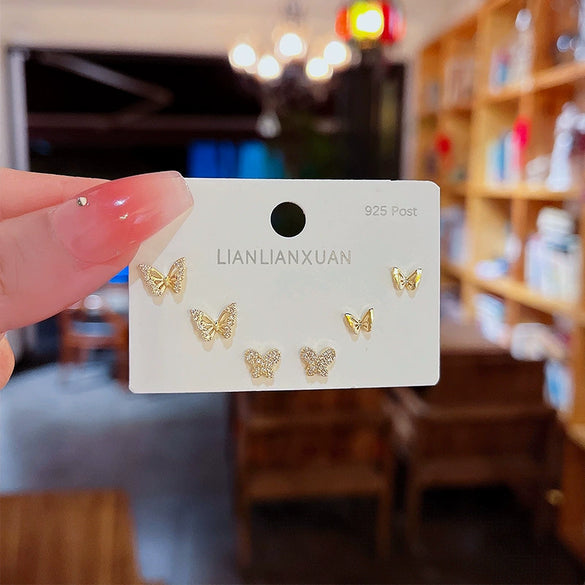 Wholesale Mini Compact Exquisite Women's Earrings Copper Needle Lovely Style With Letters Numbers Text Microinlay