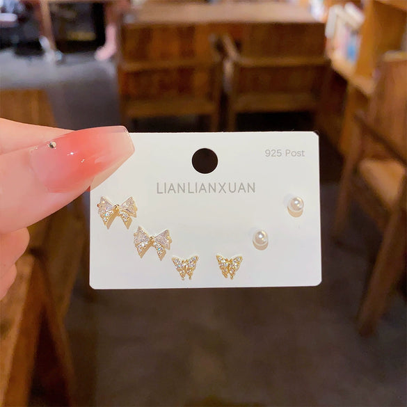 Wholesale Mini Compact Exquisite Women's Earrings Copper Needle Lovely Style With Letters Numbers Text Microinlay