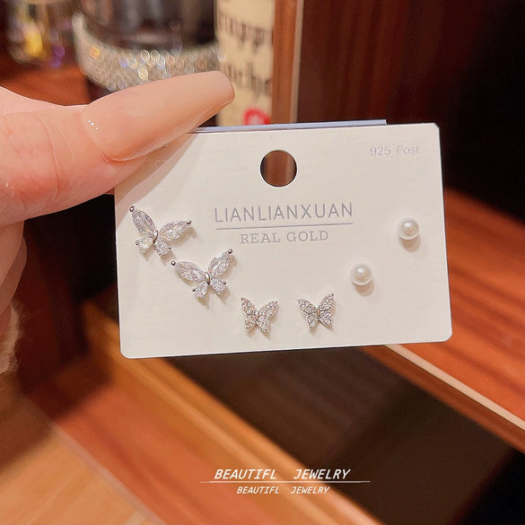 Wholesale Mini Compact Exquisite Women's Earrings Copper Needle Lovely Style With Letters Numbers Text Microinlay
