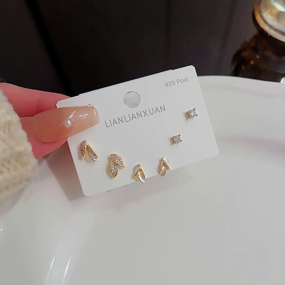 Wholesale Mini Compact Exquisite Women's Earrings Copper Needle Lovely Style With Letters Numbers Text Microinlay