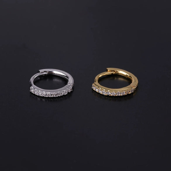 Wholesale Mini Copper Zircon Simple Piercing Earrings With Geometric Design And Electroplating