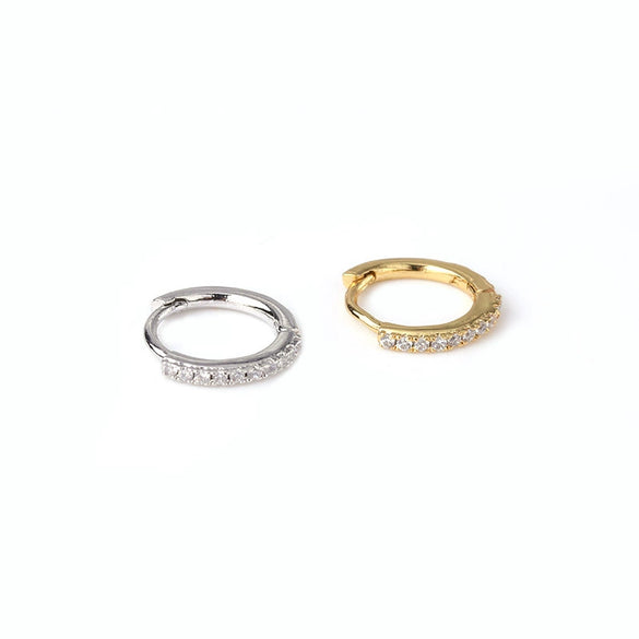 Wholesale Mini Copper Zircon Simple Piercing Earrings With Geometric Design And Electroplating