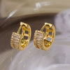 Wholesale Mini Exquisite Copper Plated Real Gold Zircon Geometric Style Micropaved Women's Earrings