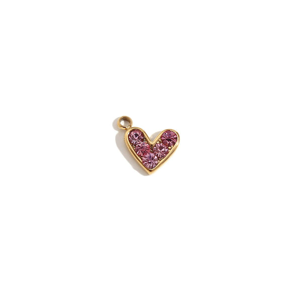 Wholesale Mini Simple Jewelry Accessories Stainless Steel 14K Gold Plated Heartshaped Geometric Pendant For Women With Electroplating And Micro Set Color Diamond