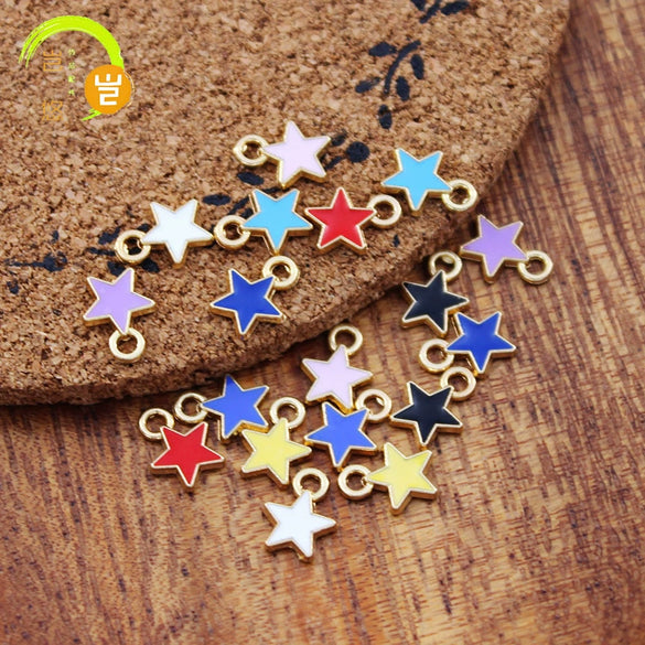 Wholesale Mini Small Star Jewelry Accessories Alloy Dripping Oil Hair Accessories Earrings Necklace Pendant Diy Material