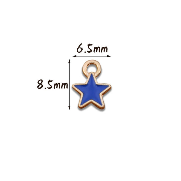 Wholesale Mini Small Star Jewelry Accessories Alloy Dripping Oil Hair Accessories Earrings Necklace Pendant Diy Material