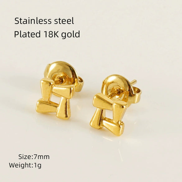 Wholesale Mini 316L Stainless Steel 18K Gold Plated Geometric Earrings For Women