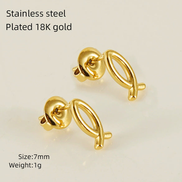 Wholesale Mini 316L Stainless Steel 18K Gold Plated Geometric Earrings For Women