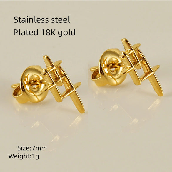 Wholesale Mini 316L Stainless Steel 18K Gold Plated Geometric Earrings For Women