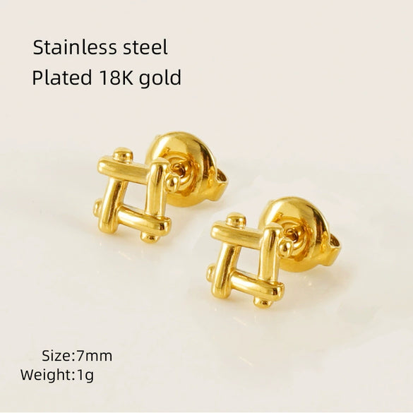Wholesale Mini 316L Stainless Steel 18K Gold Plated Geometric Earrings For Women