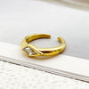 Wholesale Minimalist Allmatch Geometric Stainless Steel Vacuum Plated Real Gold Open Ring For Women