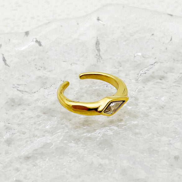 Wholesale Minimalist Allmatch Geometric Stainless Steel Vacuum Plated Real Gold Open Ring For Women